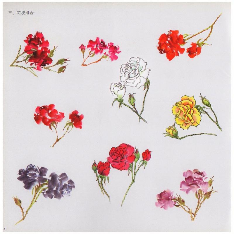 掛軸 君蘭『玖瑰 薔薇(バラ) 花画』中国画 紙本 肉筆 掛け軸 N11899