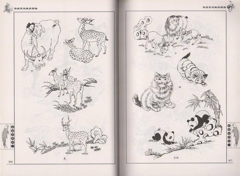 伝統花鳥魚虫図譜 中国伝統文様 下地創作資料 大人の塗り絵 中国絵画
