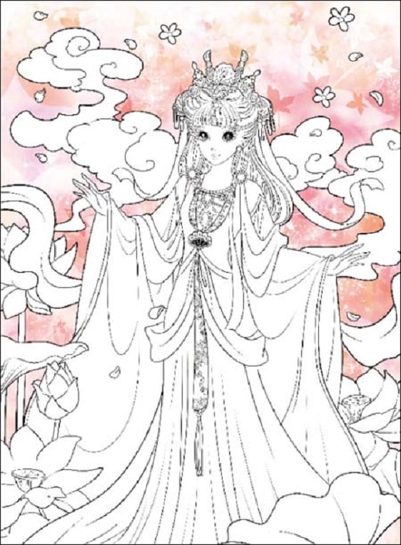 古典王女 伝統的なお姫様 中国語版大人の塗り絵/古典公主 小公主