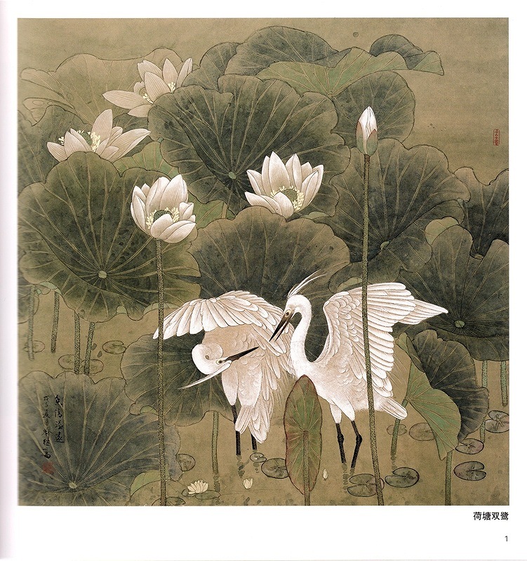 燕子春意図 工筆花鳥画 掛け軸 紙本着彩 絵