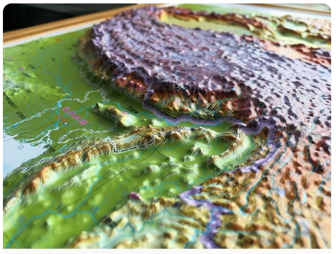 3D中国地図 中国地形 68x46cm 1:12000000 /新版中国凹凸立体