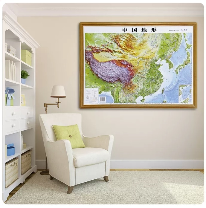 3D中国地図 中国地形 68x46cm 1:12000000 /新版中国凹凸立体地形3d地
