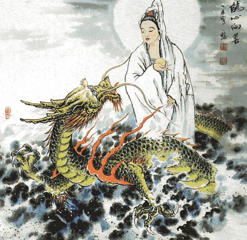 水墨画　掛け軸　神龍図 劉画　龍　中国　カラー 水墨画 掛け軸 神龍図 劉画 龍 中国 カラー