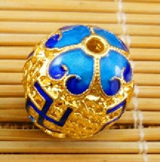 七宝焼きビーズ 4号 中国景泰藍 花柄ボールビーズ 中国結びパーツ 