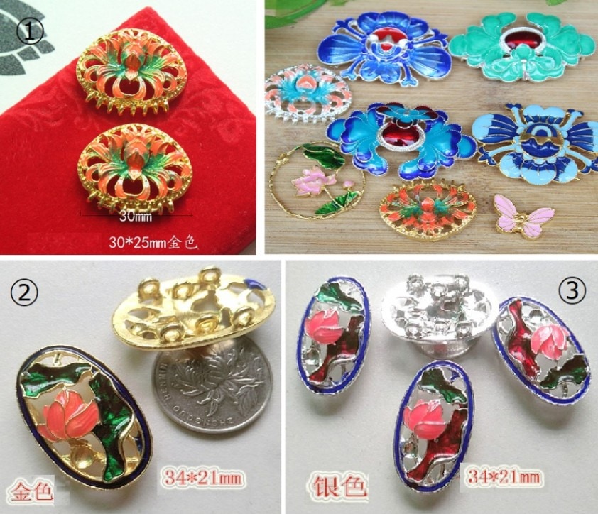 七宝焼き風アクセサリー 中国結びパーツ 漢服 卒業式 入学式 七五三