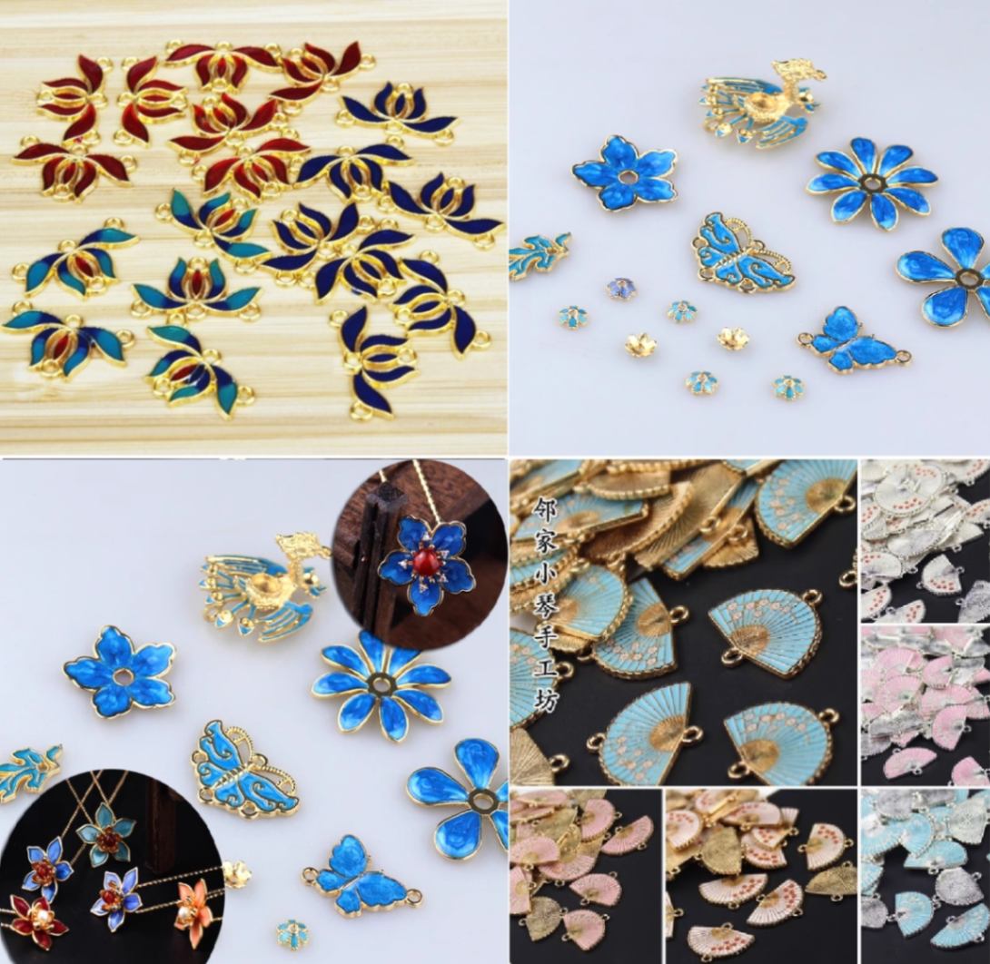 七宝焼きビーズ 滴油景泰藍 中国結びパーツ コスプレ漢服パーツ/diy&