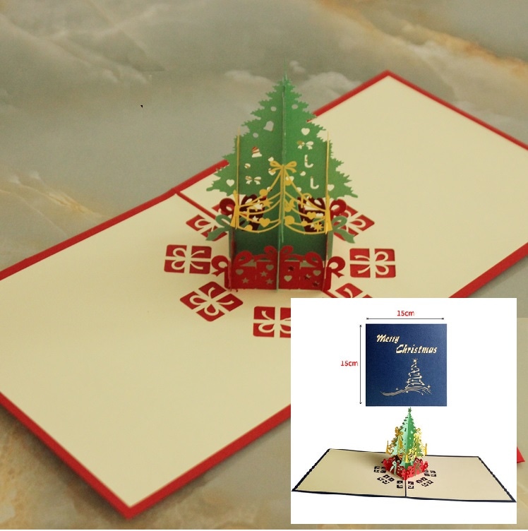 クリスマスツリー もみの木 立体切り絵 グリーティングカード ポップアップカード 3d立体剪 雕刻 伝統工芸品市場 民族雑貨 パーティーグッズ コスプレグッズ コスチュームグッズ 新華書城