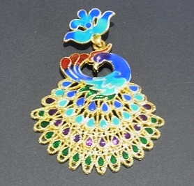 七宝焼き孔雀型アクセサリー ペンダントヘッド 中国伝統工芸 民族風