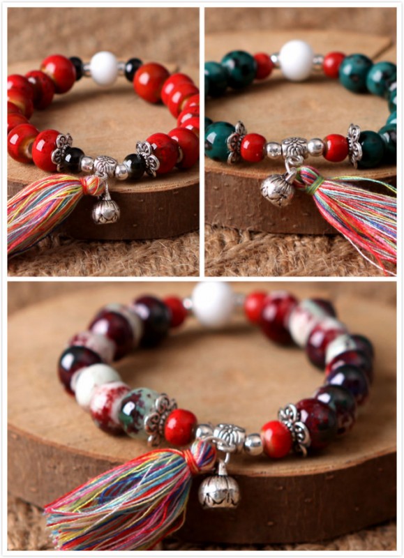 民族風手作り陶器ブレスレット 景徳鎮セラミック | 中国美術 芸術 趣味