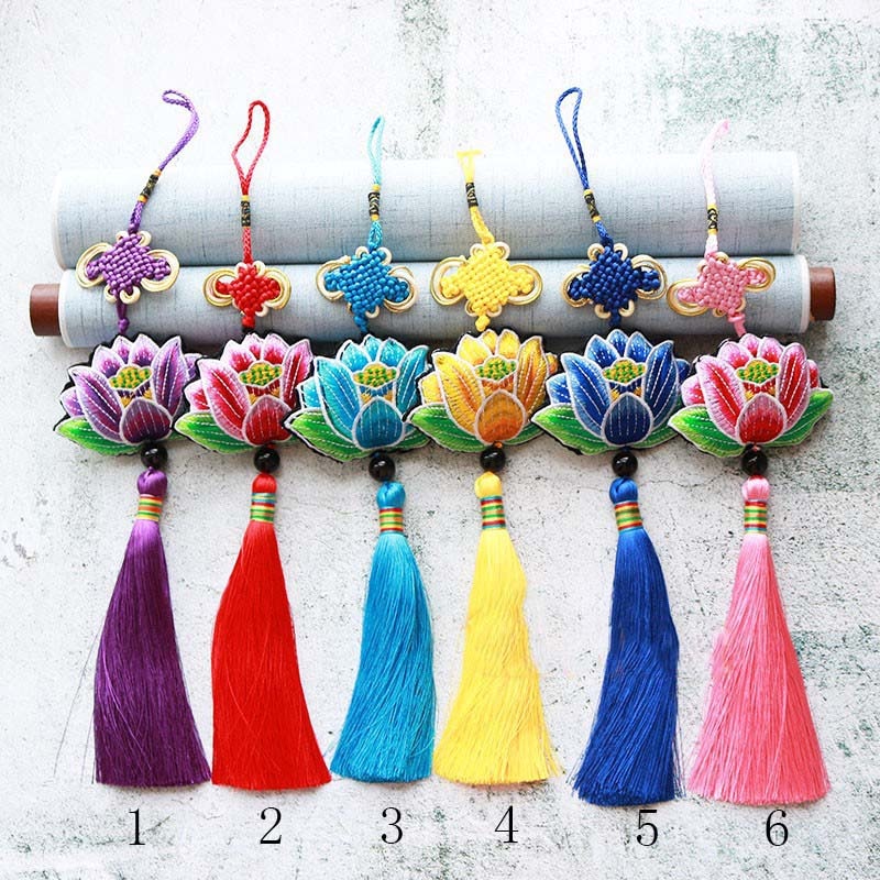 香り袋 蓮の花 刺繍飾り インテリアストラップ 虫よけ 魔除け 端午の節