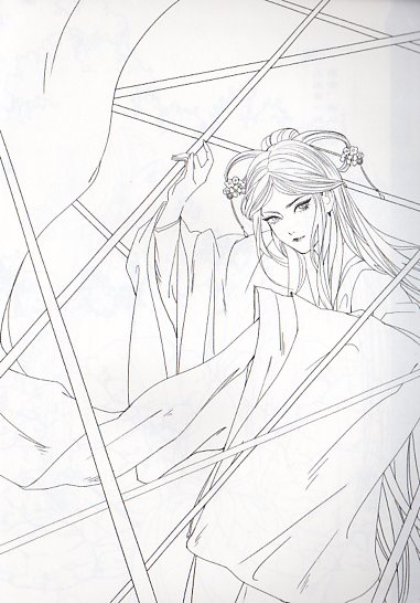 聊斎志異 花妖狐魅 東方古風線描稿 中国語版大人の塗り絵/聊斋志