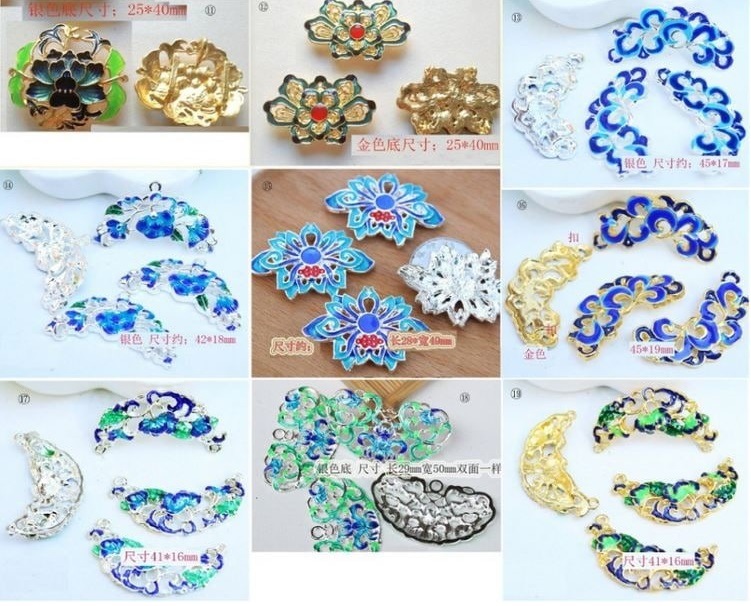 七宝焼きアクセサリービーズ 祥雲 双魚 蓮 中国景泰藍ビーズ 中国結び