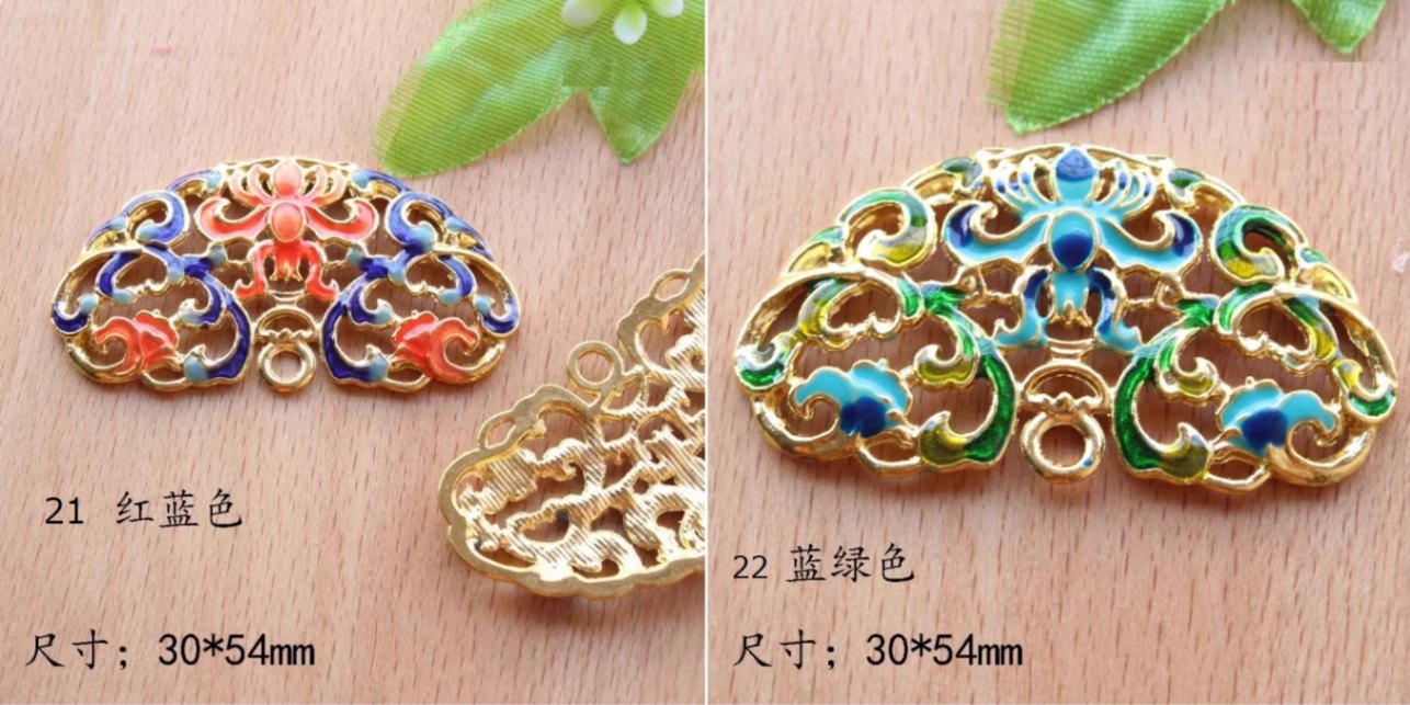 七宝焼きアクセサリービーズ 祥雲 双魚 蓮 中国景泰藍ビーズ 中国結び