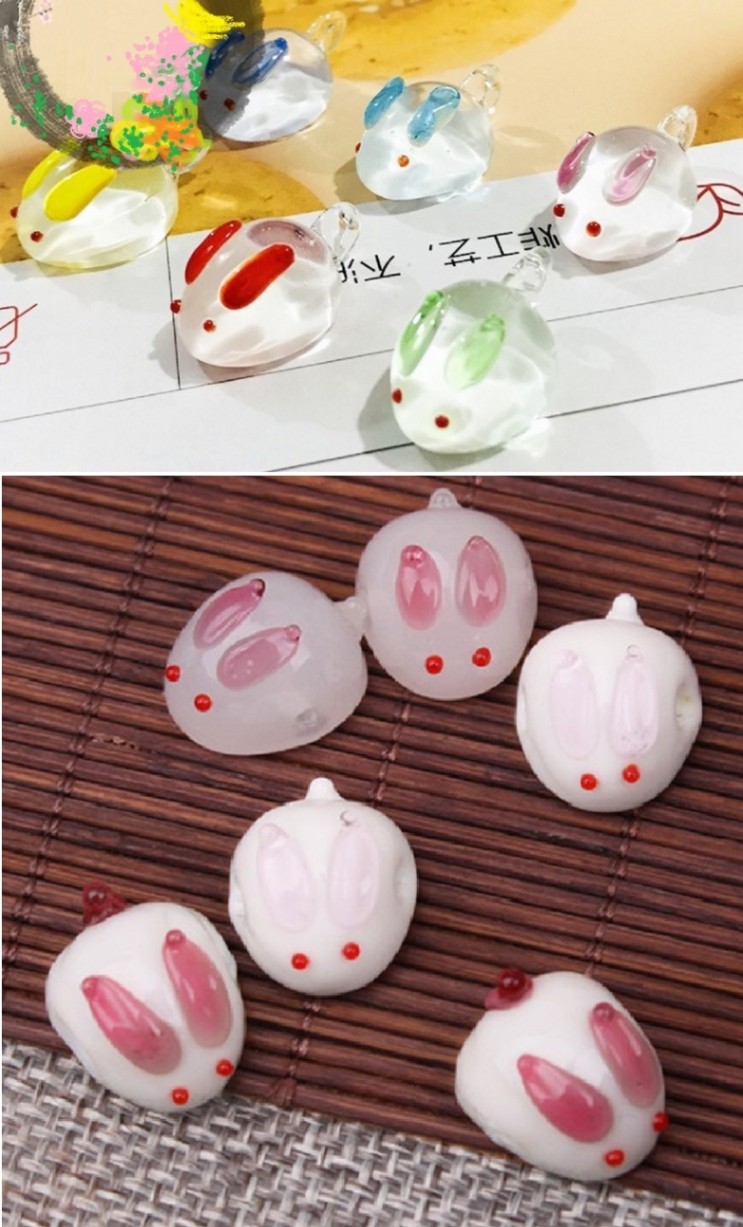 うさちゃん クリスタル 琉璃 ペンダント うさぎ ウサギ 12 x 21 x 12mm