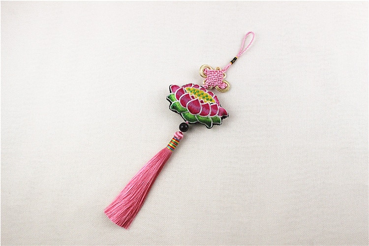 香り袋 蓮の花 刺繍飾り インテリアストラップ 虫よけ 魔除け 端午の節