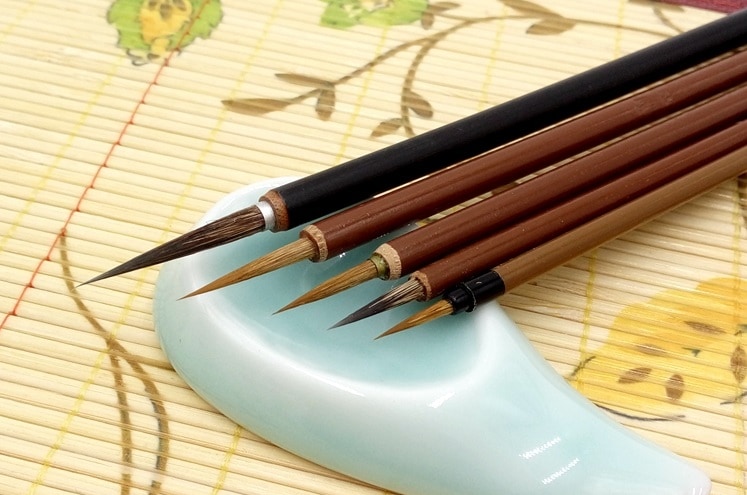 工筆画 細密画 痩金体 専用筆 5本セット 線描 白描 勾線 鼠髭 花枝俏