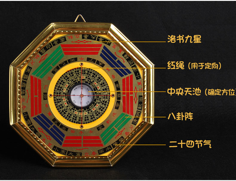 太極　八卦　風水　銅製　六爻占術　置物　インテリア　工芸品　美術品　A1181 八卦羅盤 風水用品 直径16cm 風水グッズ 開運祈願 風水アイテム