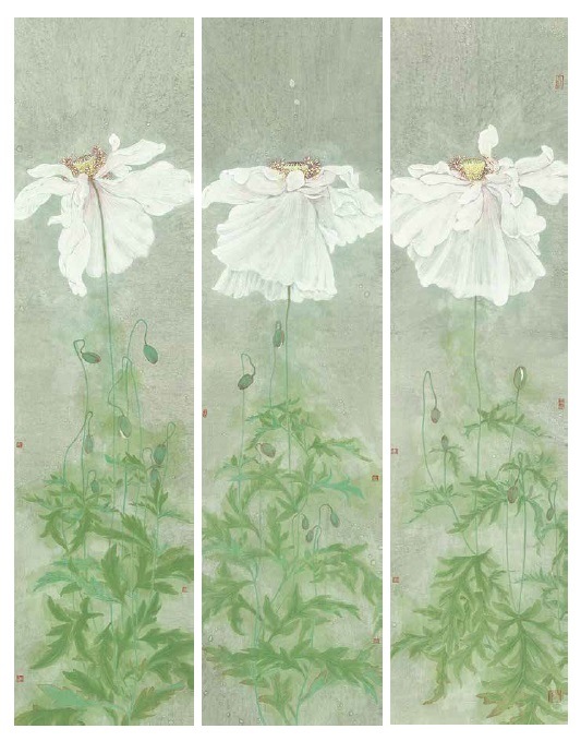 細密画法で描かれた中国の花鳥画 細密画法のニュークラシック 中国絵画