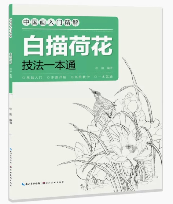 白描蓮技法一冊クリア 蓮の描き方を教え 線描 下絵 中国語絵画/中国画