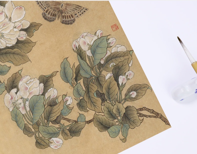 中国画の工筆と写意を融合した作品 作品サイズ：100×55cm