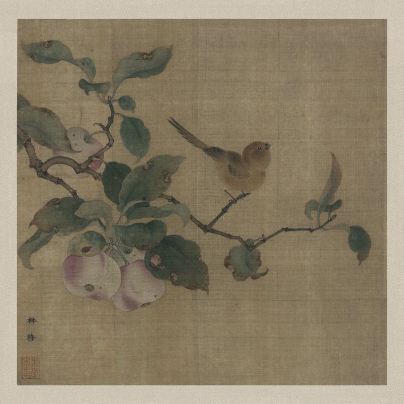 果熟来禽図』 林椿 宋 額画 高質印刷アート / 宋・林椿『果熟来禽