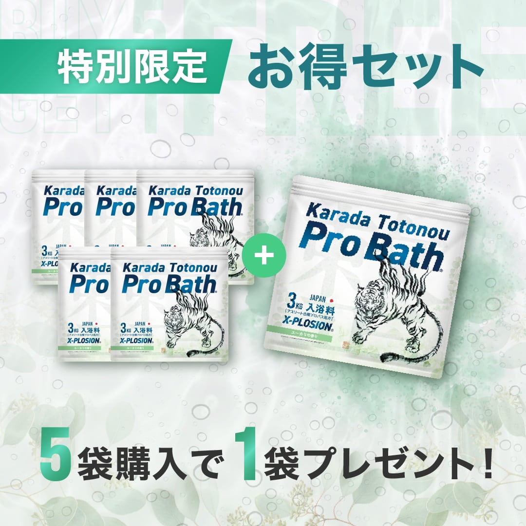 【5個ご購入で1個無料セット！】【アスリート仕様 入浴料 3kg】Karada Totonou ProBath (からだ整うプロバス)【ユーカリの香り】