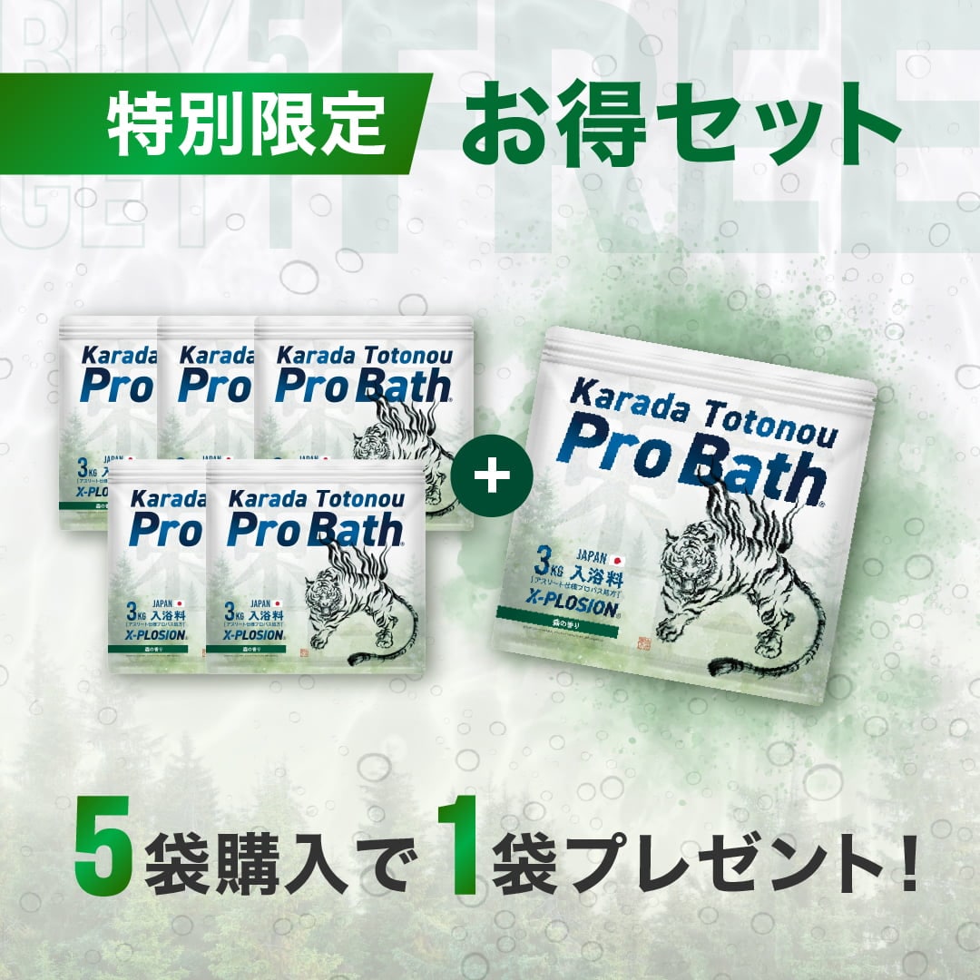 【5個ご購入で1個無料セット！】【アスリート仕様 入浴料 3kg】Karada Totonou ProBath (からだ整うプロバス)【森の香り】