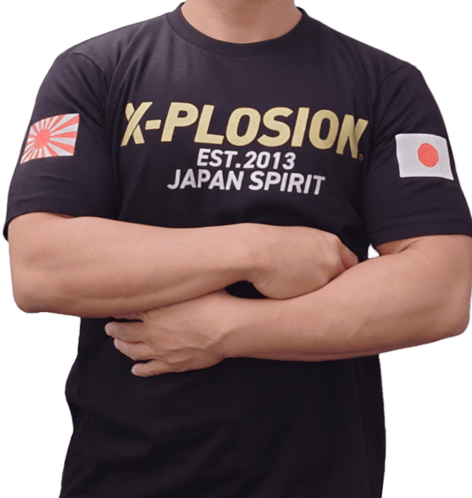(両袖プリント)【ブラックxメタルカラー】X-PLOSION オリジナルTシャツ 5.0oz エクスプロージョン
