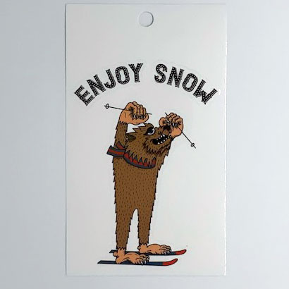 ステッカー スノーボード スキー 車 パソコンなどに ENJOY SNOW 茶