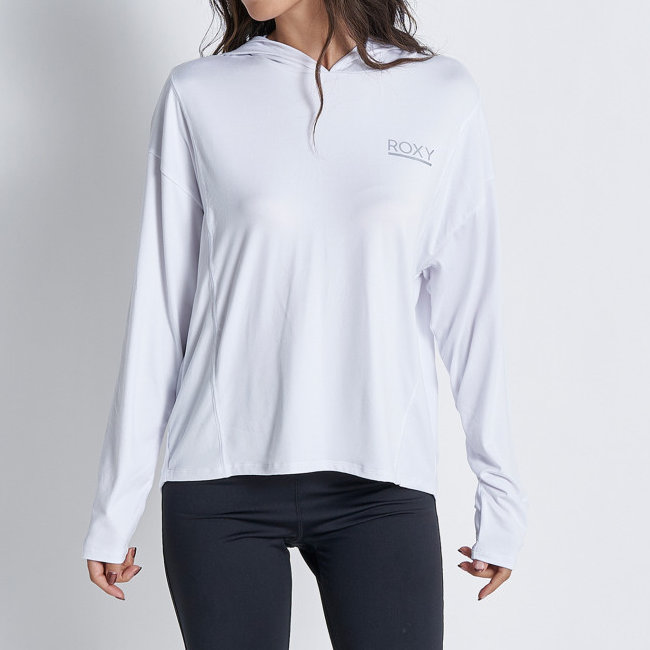 ロキシー レディース 長袖 トップス フード付きトップ 速乾 UVカット BIG ON HOODIE RLT224541-WHT|トレーニングウエアZONE