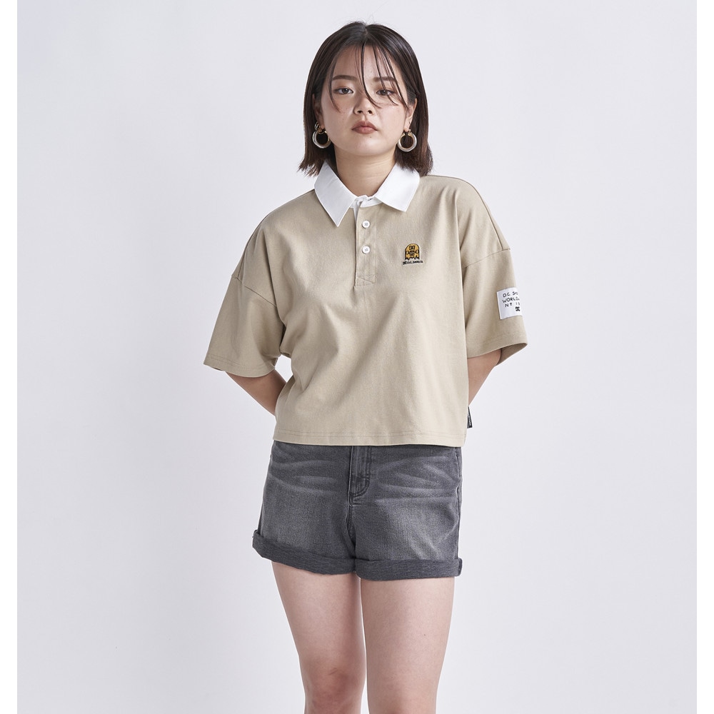 DC ディーシー シューズ レディース ポロシャツ 半袖 22 WS CROPPED POLO SS LPL222303-BEG|トレーニングウエアZONE