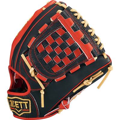 ゼット 一般軟式グローブ プロステイタス 源田選手タイプ 二塁手・遊撃手用 右投げ 軟式野球 ブラック/Dオレンジ BRGB32550-1958-LH|野球ZONE