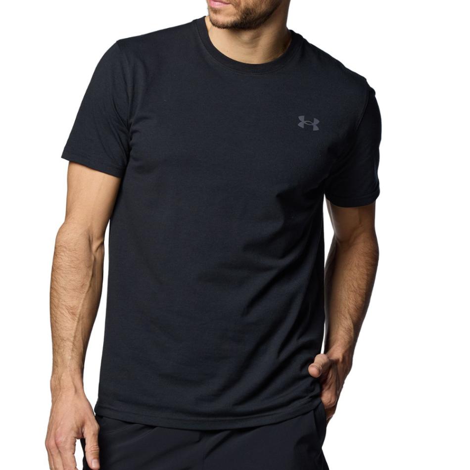 アンダーアーマー 半袖 Tシャツ メンズ UAパフォーマンスコットン ショートスリーブTシャツ ブラック M-XXL 1384805-001