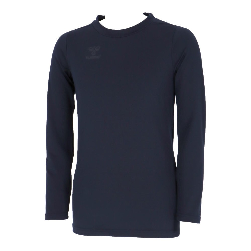 ヒュンメル ジュニアあったか丸首インナー 長袖 インナーシャツ 発熱 保温 吸汗速乾 制電 ストレッチ 抗菌 インディゴネイビー HJP5160C-71|トレーニングウエアZONE