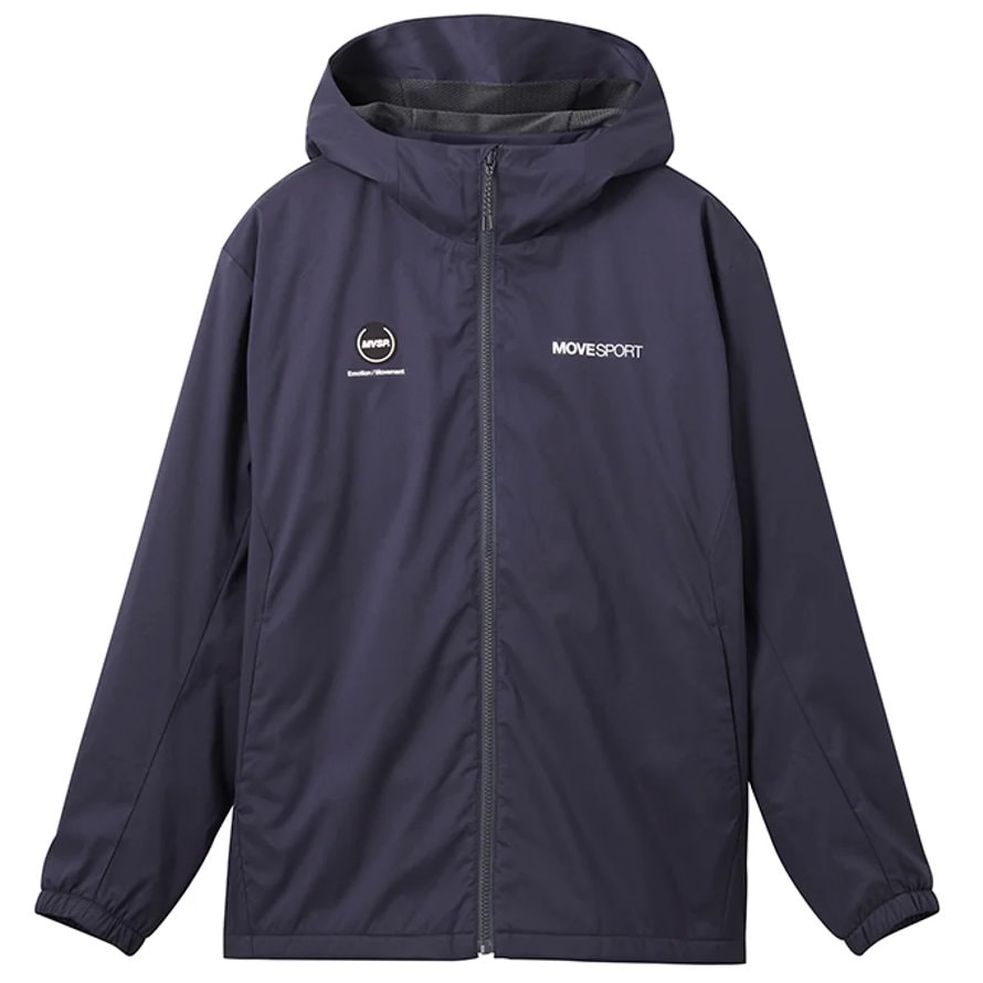 ムーブスポーツ ウインドブレーカージャケット メンズ ヒートナビ TOUGH ライトリップ フーディー ネイビー M-XO ST4FWB32M-NV00 MOVE Sport デサント|トレーニングウ