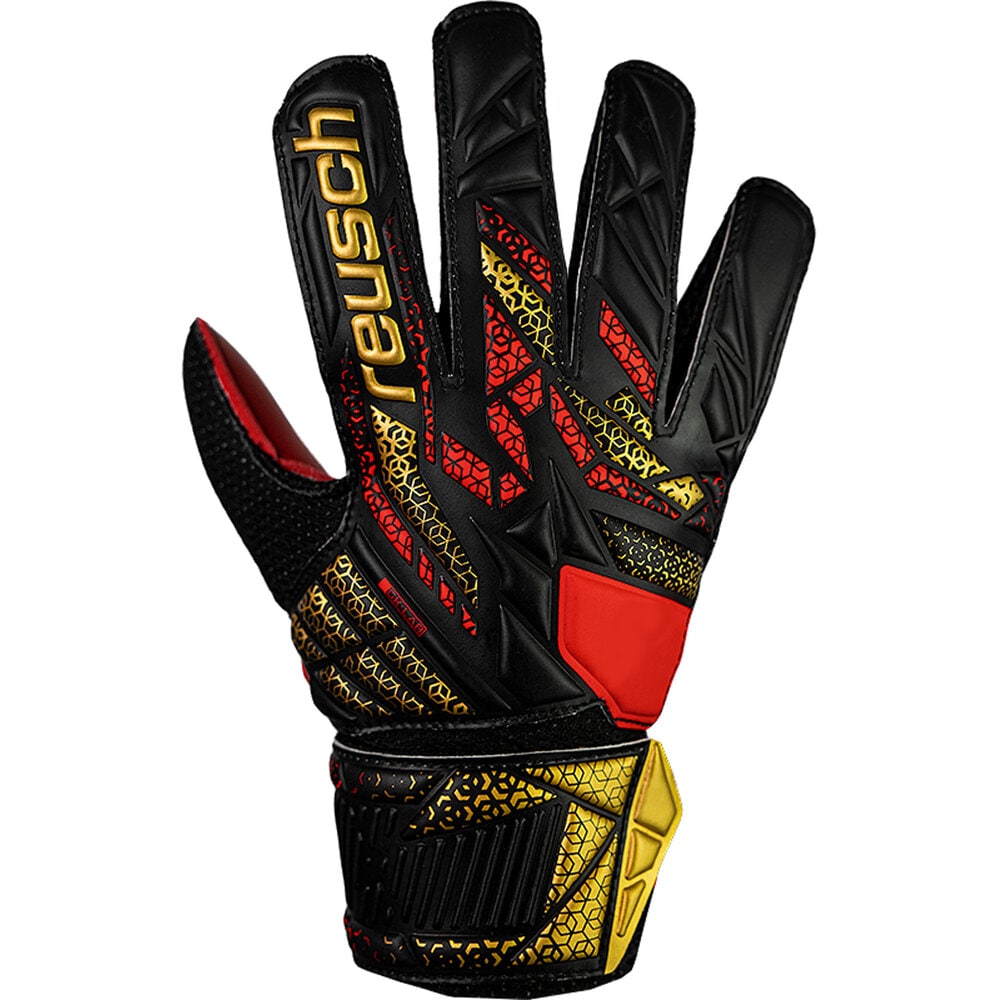 REUSCH ロイシュ キーパーグローブ アトラクト ソリッド ジュニア サッカー キーパー手袋 ブラック/ゴールド/ファイアリーレッド 5562515-7075|サッカー&フットサルZONE