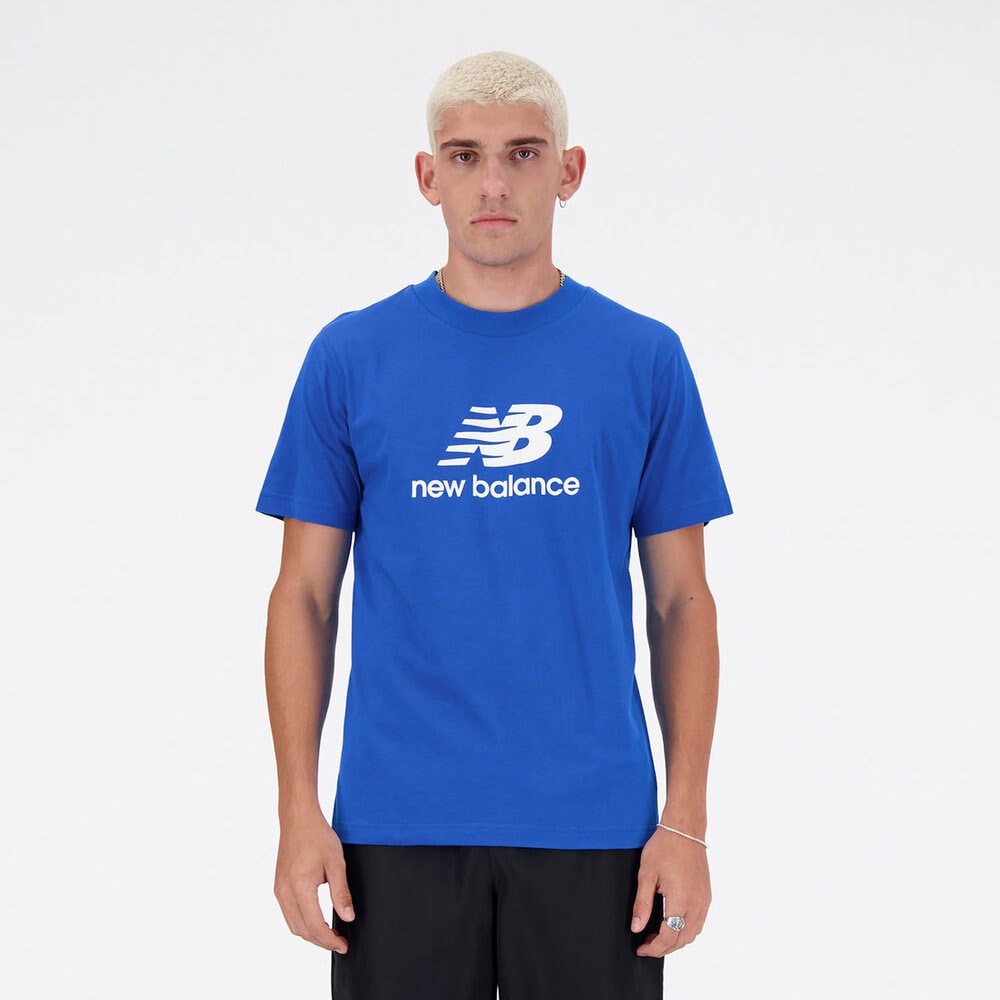 ニューバランス Tシャツ メンズ 半袖 スタックドロゴ ブルーオアシス MT41502-BUL
