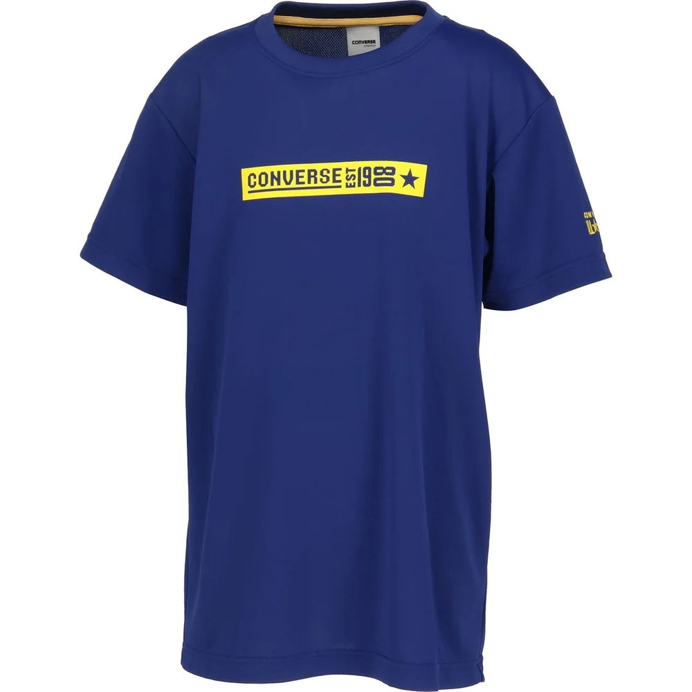 コンバース Tシャツ 半袖 ジュニア プリントTシャツ 吸汗速乾 シンプルロゴ C.ネイビー CB451354-2800