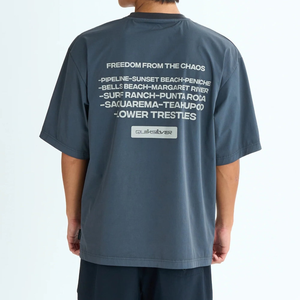 クイックシルバー ラッシュガード 半袖 メンズ ブラック Quiksilver ICON OF SURF SS QLY252004-BLK|スイム&マリンZONE