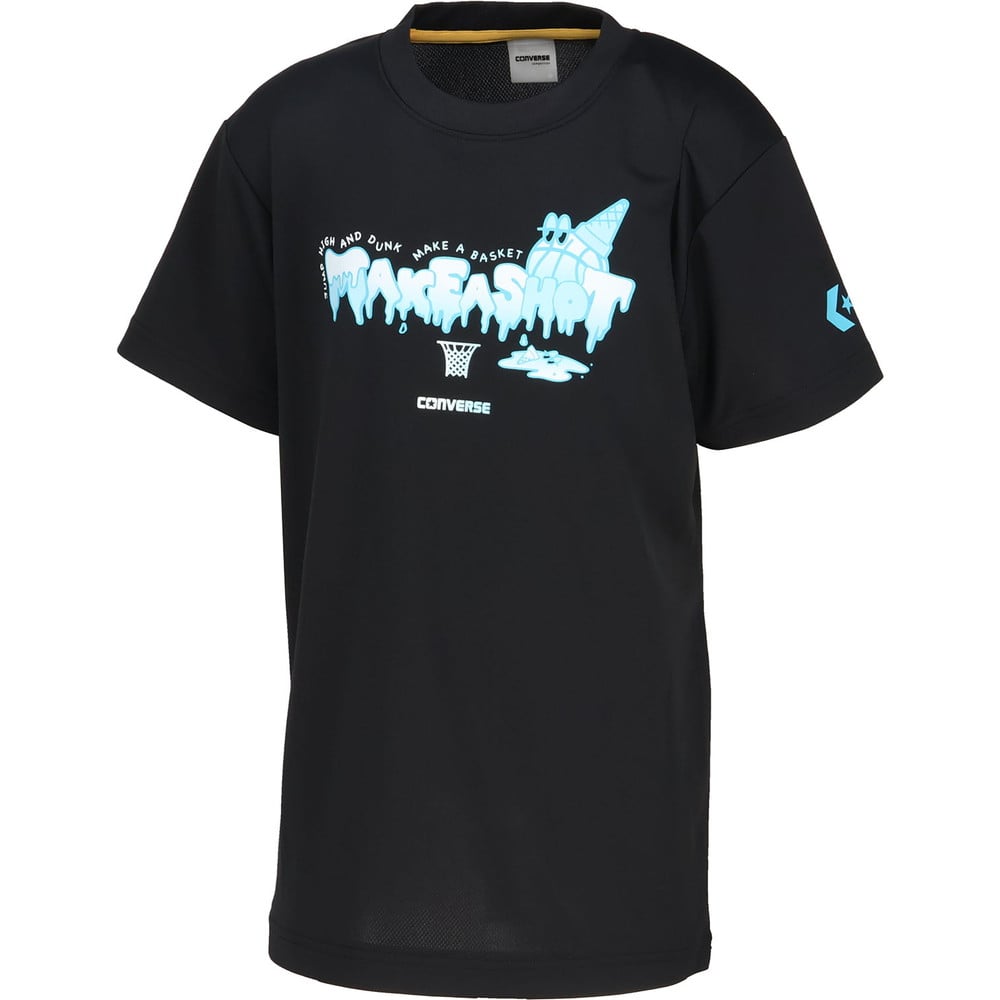 コンバース Tシャツ バスケットボール ジュニア 半袖 吸汗速乾 ブラック CB452353-1922