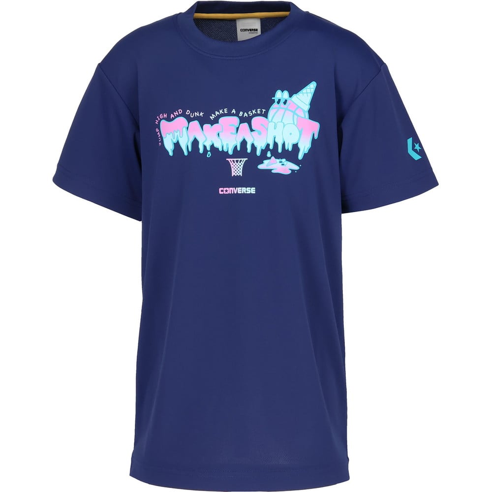 コンバース Tシャツ バスケットボール ジュニア 半袖 吸汗速乾 C.ネイビー CB452353-2800