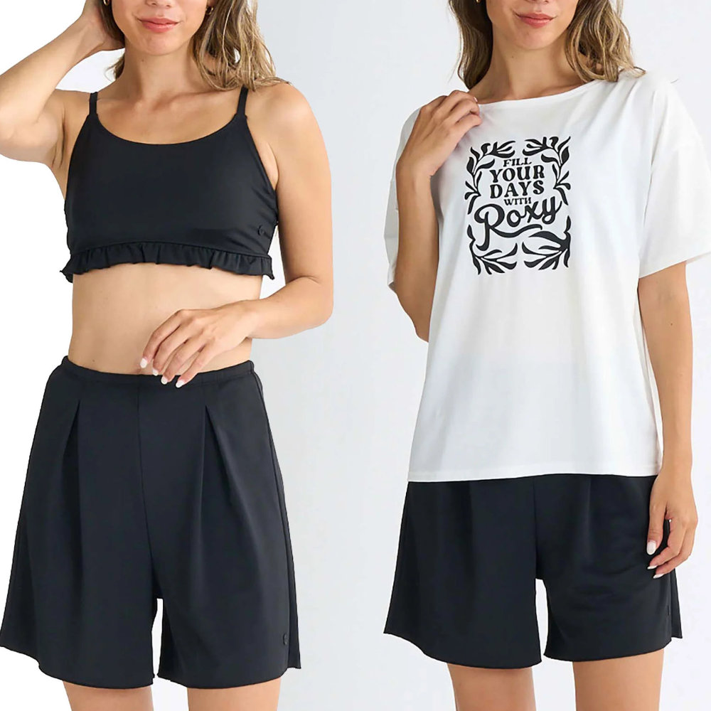 ROXY ロキシー ラッシュTシャツ付き 水着 レディース Roxy ARTSY FLORAL RSW251010-BLK|スイム&マリンZONE