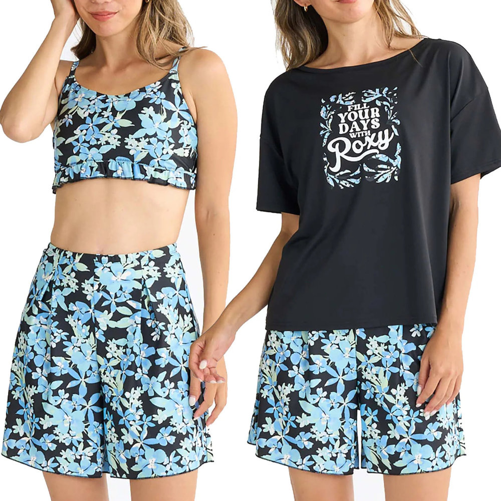 ROXY ロキシー ラッシュTシャツ付き 水着 レディース Roxy ARTSY FLORAL RSW251010-BBK|スイム&マリンZONE
