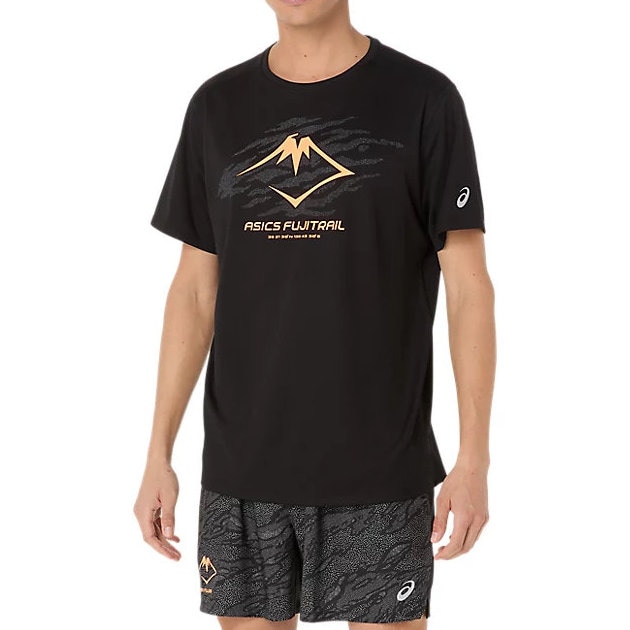 アシックス FUJITRAIL ロゴ 半袖シャツ メンズ フジトレイル トレイルランニング ウェア Tシャツ 2011D390-001|トレーニングウエアZONE