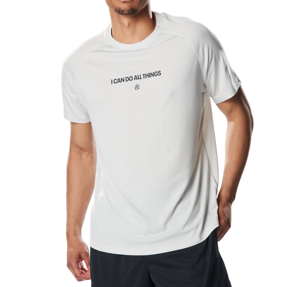 アンダーアーマー ステフィン・カリーコレクション Tシャツ 半袖 メンズ バスケットボール カリー テック ロゴ ショートスリーブ Tシャツ ホワイトクレイ 6001284-114|トレーニングウエア