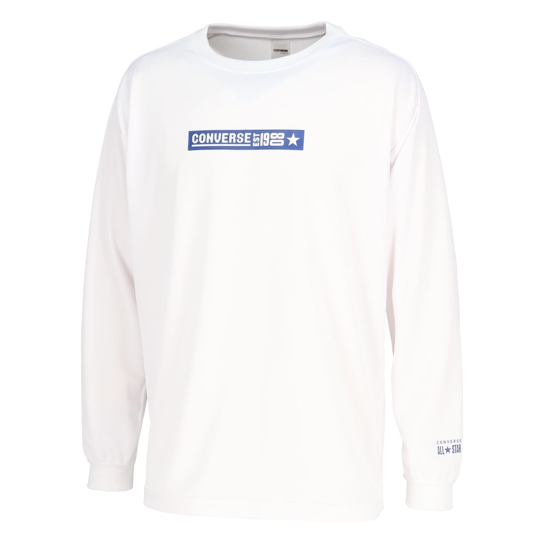 コンバース Tシャツ 長袖 ロンT 吸汗速乾 メンズ スポーツTシャツ ホワイト CB252360L-1100|トレーニングウエアZONE