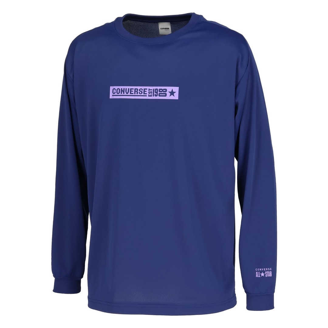 コンバース Tシャツ 長袖 ロンT 吸汗速乾 メンズ スポーツTシャツ C.ネイビー CB252360L-2800|トレーニングウエアZONE