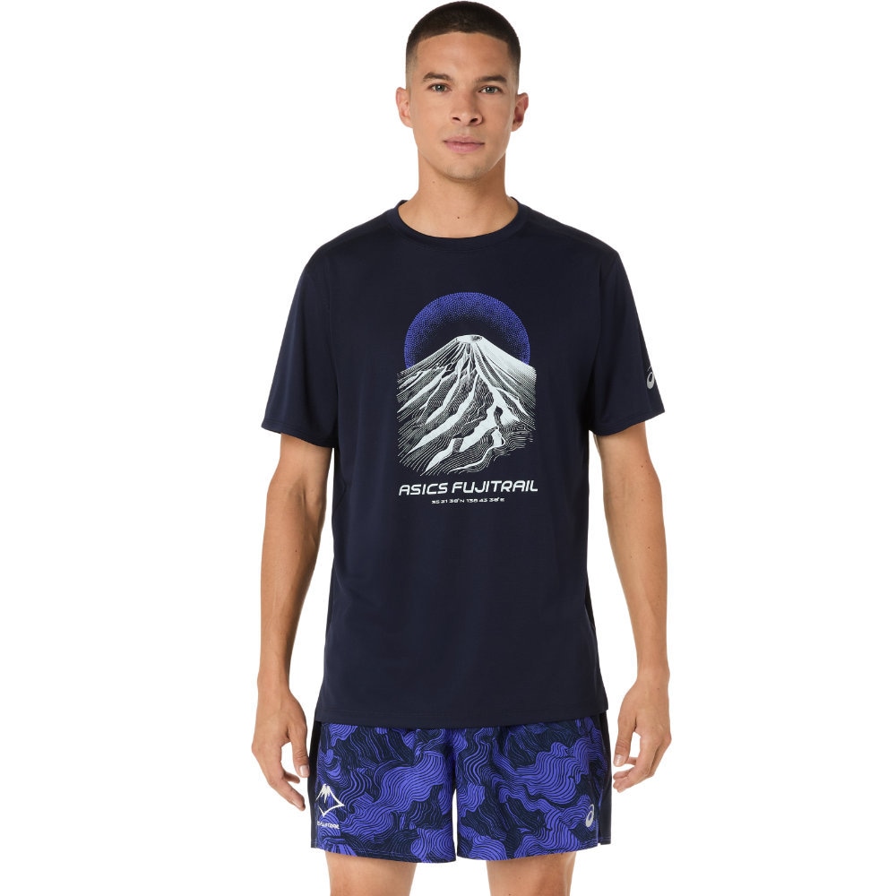 アシックス FUJITRAIL ロゴ 半袖シャツ メンズ フジトレイル トレイルランニング ウェア Tシャツ 2011D527-400