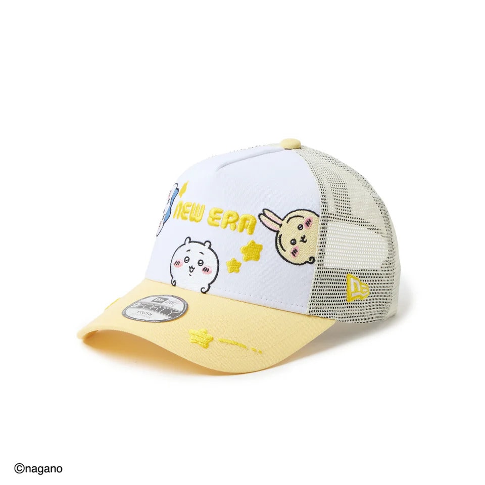 NEW ERA ニューエラ キャップ キッズ Youth 9FORTY A-Frame トラッカー ちいかわ ホワイト/ソフトイエロー 14864476