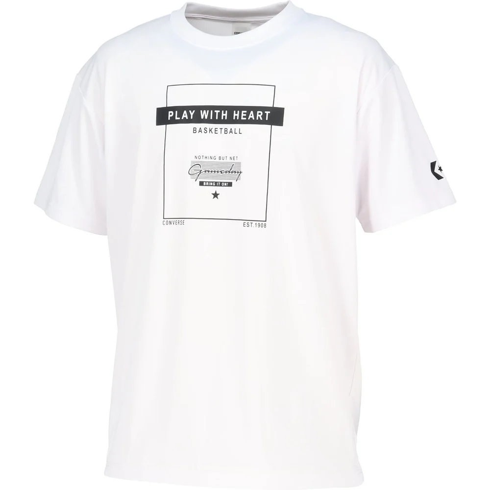 コンバース Tシャツ バスケ 吸汗速乾 メンズ 半袖 ホワイト×ブラック CB261362-1119